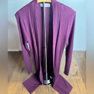 Time and Tru Plum Ribbed Cardigan